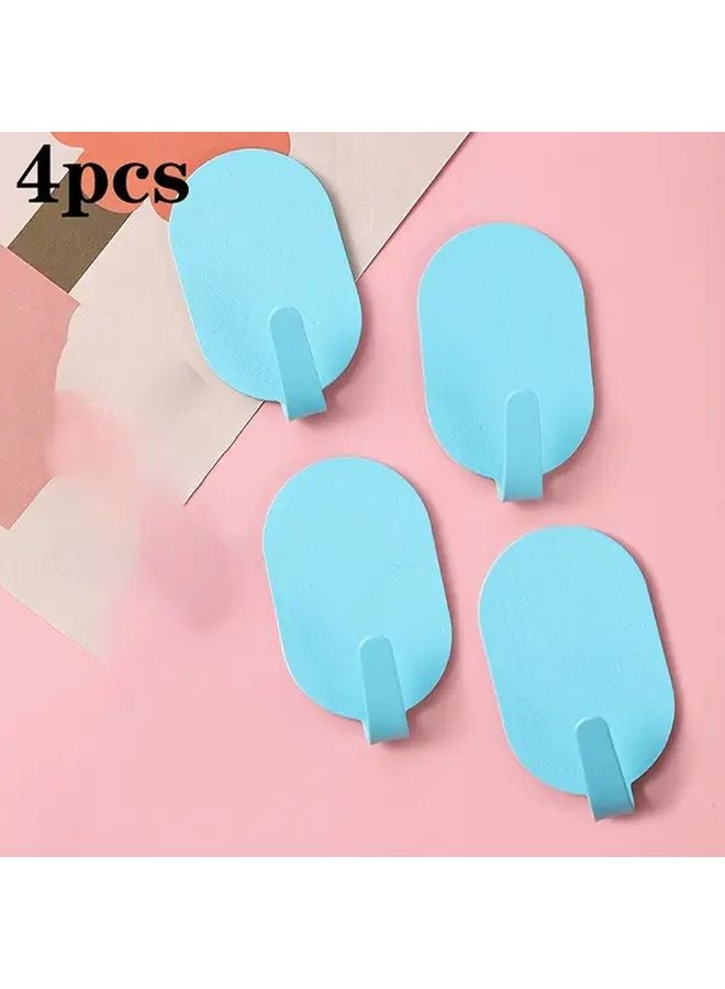 4pcs Blue No Drill Adhesive Wall Hooks Modern Home Decor Storage - Image 1