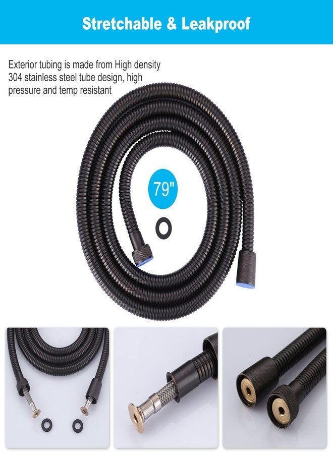 ALEASHA 79 Inches Shower Hose Oil-Rubbed Bronze Finished, ALEASHA SUS 304 Stainless Steel Extra Long Shower Head Hose Replacement Handheld Shower Head Hose for Pet Bathroom Bathing Cleaning - Image 2