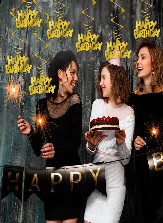 BEISHIDA 12 Pcs Pre-Strung Happy Birthday Hanging Swirl Decorations, Gold Birthday Party Hanging Decor for Kids Adults - Image 4