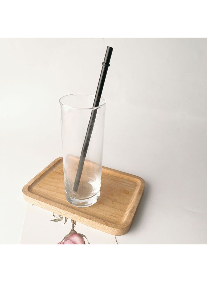PP Solid Color Black Plastic Tube Without BPA With Ring Solid Color Opaque Straw Handle Cup Straw Independent Packaging-Color:Black-Specifications:Length Can Be Done.  - Image 1