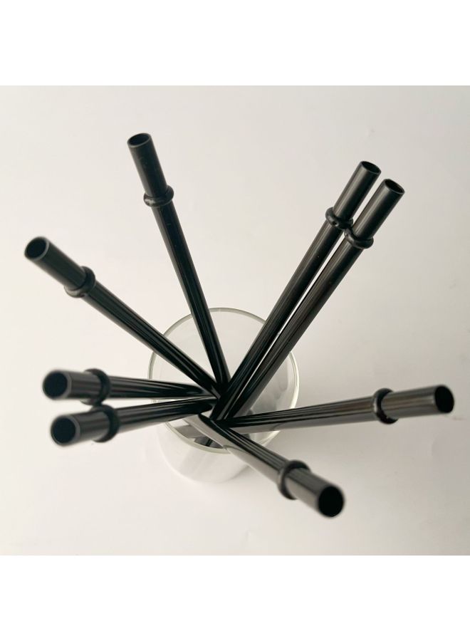 PP Solid Color Black Plastic Tube Without BPA With Ring Solid Color Opaque Straw Handle Cup Straw Independent Packaging-Color:Black-Specifications:Length Can Be Done.  - Image 4