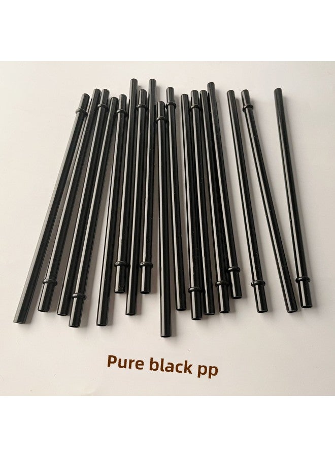 PP Solid Color Black Plastic Tube Without BPA With Ring Solid Color Opaque Straw Handle Cup Straw Independent Packaging-Color:Black-Specifications:Length Can Be Done.  - Image 3