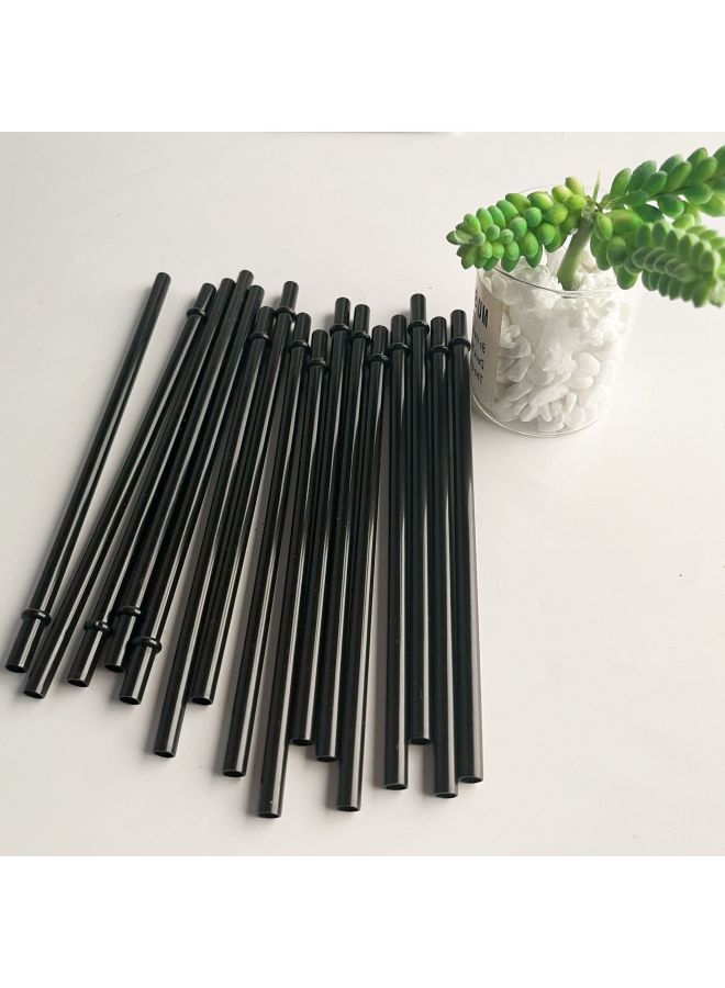 PP Solid Color Black Plastic Tube Without BPA With Ring Solid Color Opaque Straw Handle Cup Straw Independent Packaging-Color:Black-Specifications:Length Can Be Done.  - Image 2
