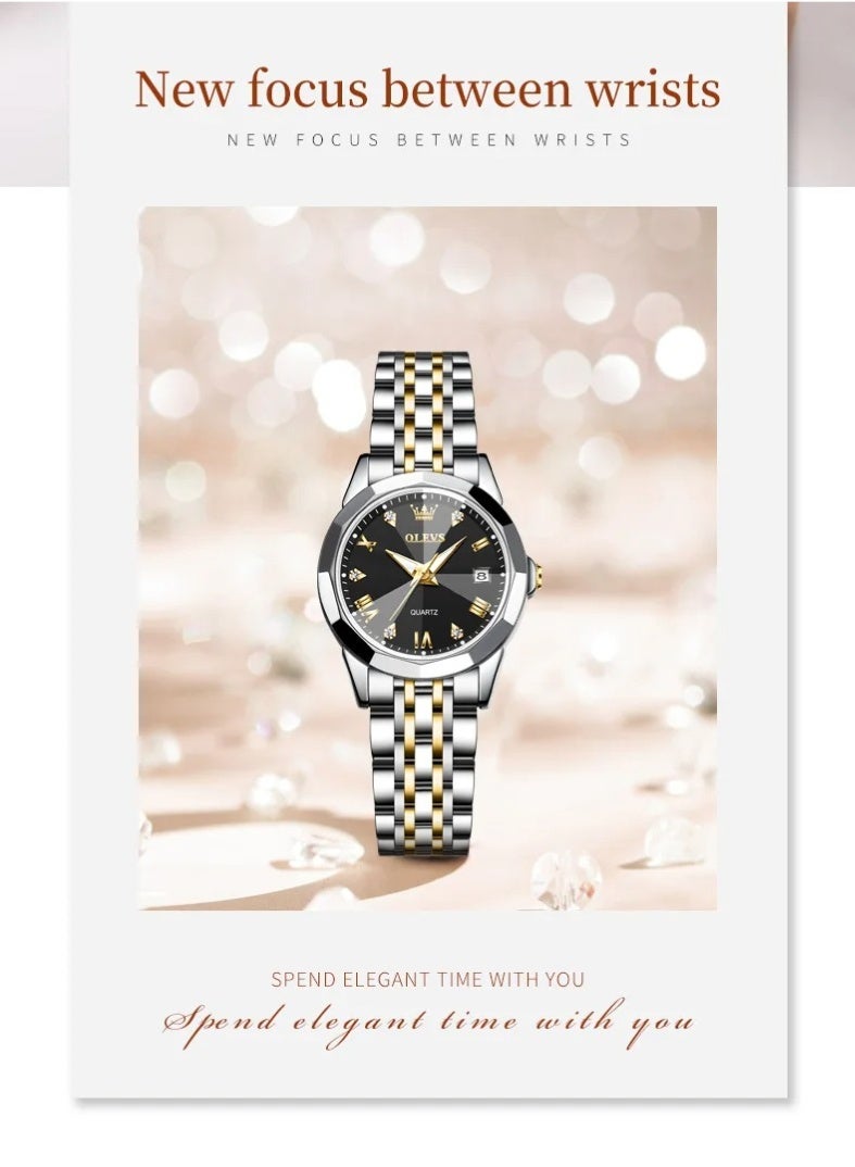 OLEVS OLEVS Top Brand Women's Watches Elegant Rhombus Mirror Original Quartz Ladies Wristwatch Stainless Waterproof Diamond Wristwatch - Image 4