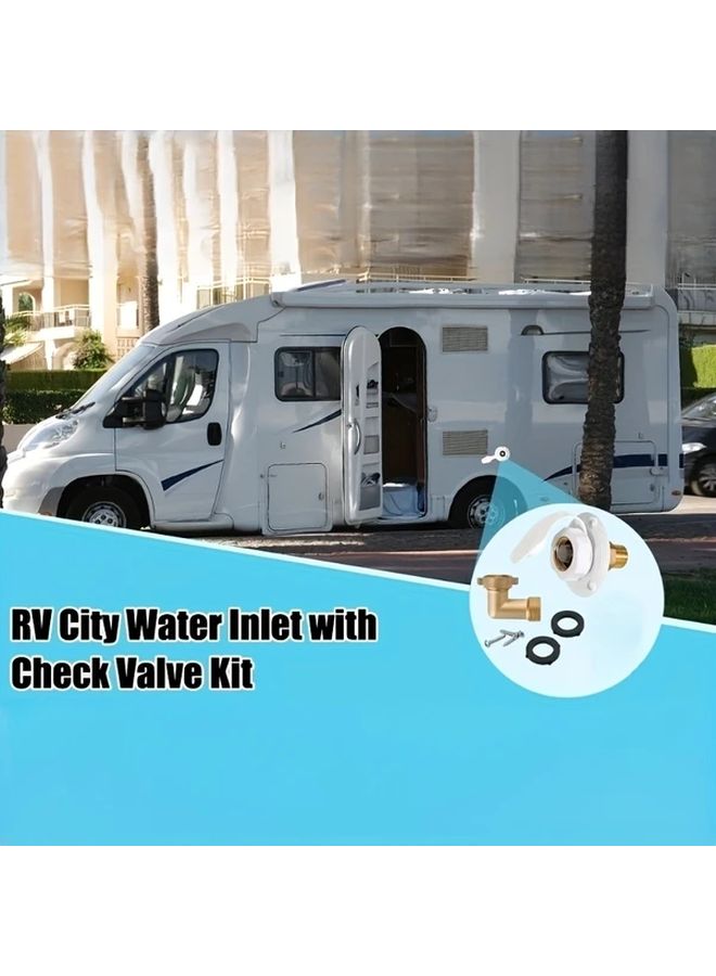 Black RV Water Inlet Check Valve Kit 1 2 NPT Thread 90 Degree Hose Elbow For Camping Trailer - Image 5