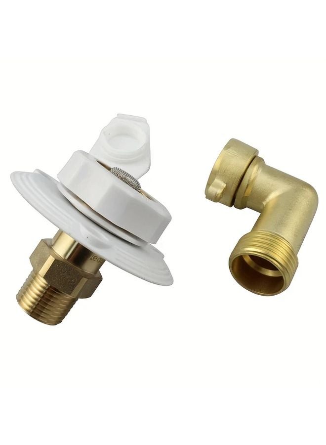 Black RV Water Inlet Check Valve Kit 1 2 NPT Thread 90 Degree Hose Elbow For Camping Trailer - Image 1