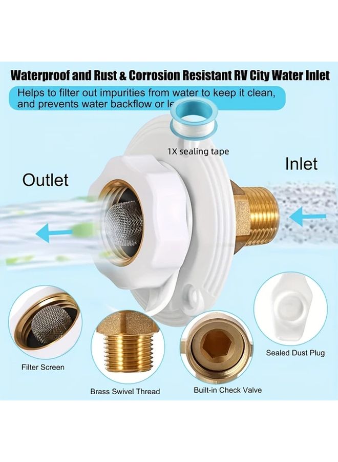 Black RV Water Inlet Check Valve Kit 1 2 NPT Thread 90 Degree Hose Elbow For Camping Trailer - Image 3