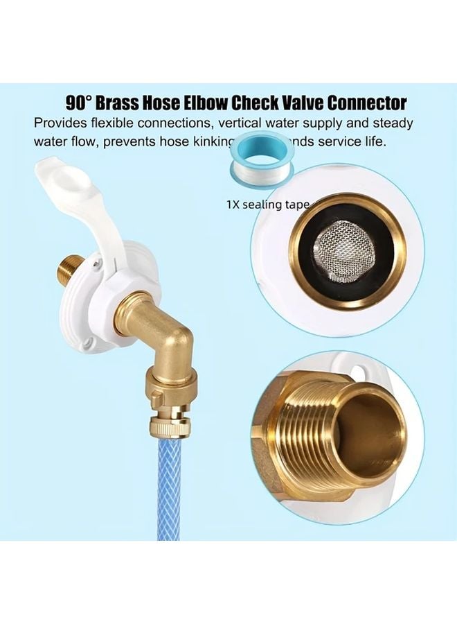 Black RV Water Inlet Check Valve Kit 1 2 NPT Thread 90 Degree Hose Elbow For Camping Trailer - Image 4