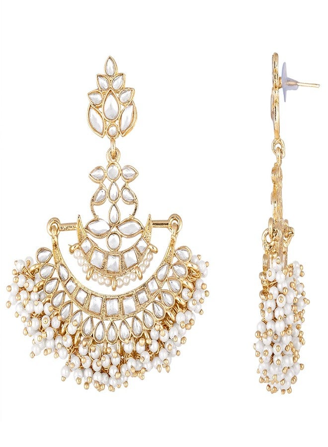 Aheli Indian Traditional Meenakari Kundan Multi Layer Pearl Handmade Dangle Earrings Jewelry Gift for Women Green - Image 5