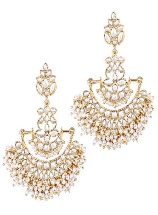 Aheli Indian Traditional Meenakari Kundan Multi Layer Pearl Handmade Dangle Earrings Jewelry Gift for Women Green - Image 1