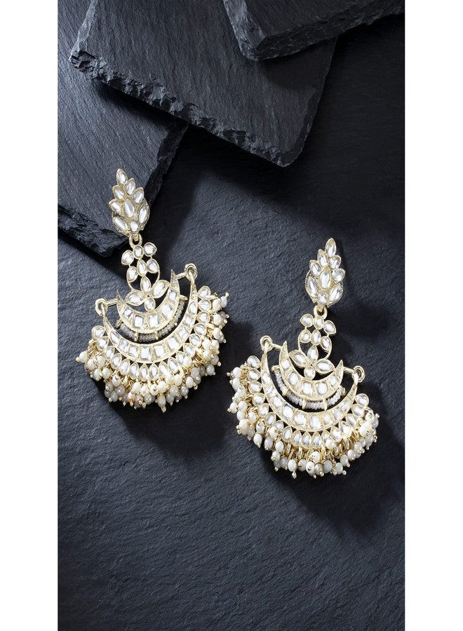 Aheli Indian Traditional Meenakari Kundan Multi Layer Pearl Handmade Dangle Earrings Jewelry Gift for Women Green - Image 2