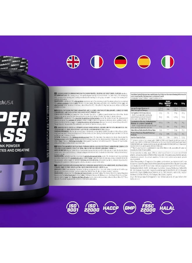 BioTechUSA BioTechUSA Hyper Mass - Mass Gainer with Carbs & Protein Blend | Micronised Creatine | Gluten-Free, Strawberry  - Image 4