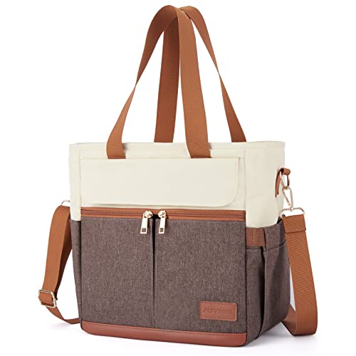 JOYHILL Lunch Bag for Man, Lunch Tote for Woman, Leakproof Insulated Lunch Box with Shoulder Strap, Adult Reusable Lunch Cooler Tote Bags for Work PicnicCamping Beach (B-BROWN) - Image 1