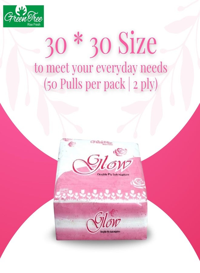جرين تري مناديل ورقية ناعمة مزدوجة الطبقات من جرين تري جلو، مقاس 30 × 30 سم، طبقتان، 50 منديلًا في العبوة. مناديل ورقية صديقة للبيئة للاستخدام مرة واحدة، قابلة للتحلل الحيوي، عبوة من 10 مناديل ورقية للاستخدام اليومي. - Image 2