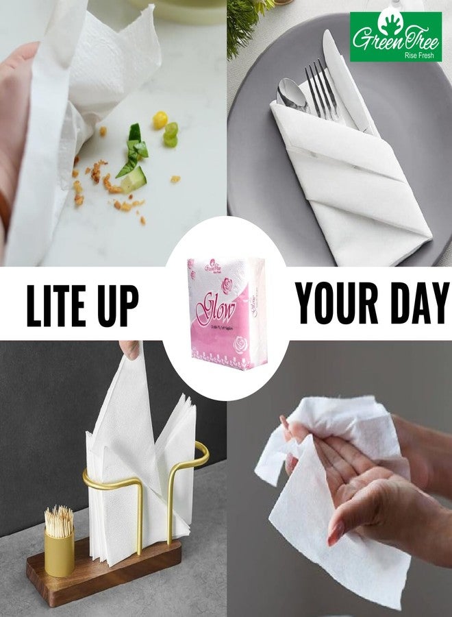 جرين تري مناديل ورقية ناعمة مزدوجة الطبقات من جرين تري جلو، مقاس 30 × 30 سم، طبقتان، 50 منديلًا في العبوة. مناديل ورقية صديقة للبيئة للاستخدام مرة واحدة، قابلة للتحلل الحيوي، عبوة من 10 مناديل ورقية للاستخدام اليومي. - Image 4