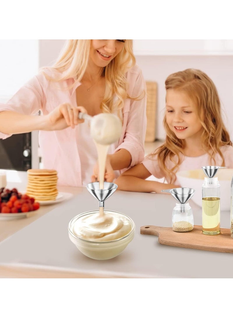 Kitchen Funnels for Filling Bottles, Small Funnel Set of 3, Stainless Steel FunnelSmall Funnels for Kitchen Use, Best forEssential Oil Spices Liquid Powder, 2PcsCleaning Brushes  - Image 5