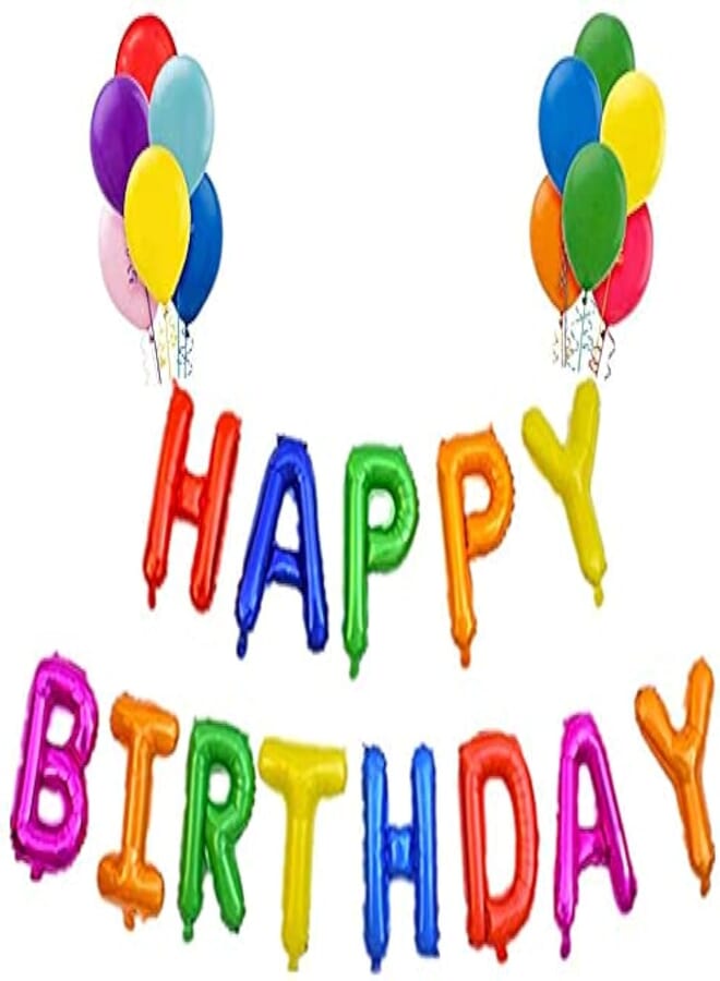Secret Happy Birthday Banner Balloons Bunting Rainbow 16 inch Letters Foil & 20 Pack Large 12 Inch Rainbow Ballloons for Birthday Party Decorations Supplies