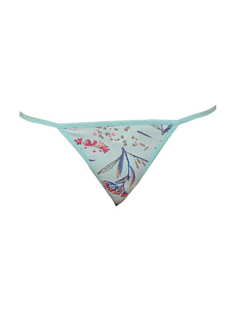 Dadoush Women's floral and feather print panties, turquoise, mauve, and pistachio, 3-pack in one box. Aren't they alluring with an elegant pink floral print? - Image 1