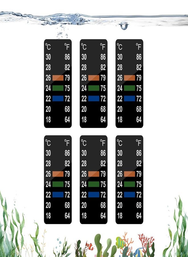 Novique Adhesive Fish Tank Thermometer Strip Aquarium Thermometer Sticker Display 64-86℉ (18-30℃) Brewing Thermometer Test Strip 6 PCS (1.58" x 0.67") - Image 1