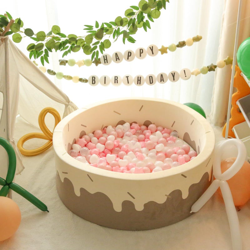 Trendplayball Pit Balls Star and Heart Shapes for Choildlers - 100 Count Cloyt Balls for Ball Pit Play and Play (White Pink) - Image 2