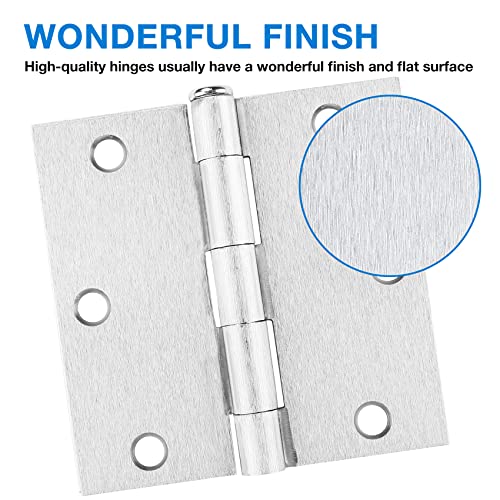JIW 18 Pack Brushed Nickel 3.5 Inch Door Hinge for Doors Interior Door Hinges Bathroom Pantry Bedroom Satin Nickel Door Hinges 3 1/2" Sliver Hinges Removable 3-1/2 Square Hinges Hardware - Image 3