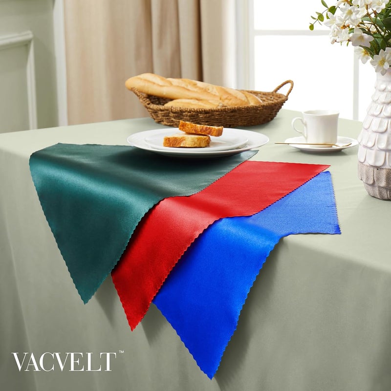 VACVELT Red Satin Napkins 12 Pack 17x17 Inch Wedding Elegant Dinner Square Napkins Scalloped Decor Silky Satin Cloth for Restaurant Banquet Graduation Party - Image 4