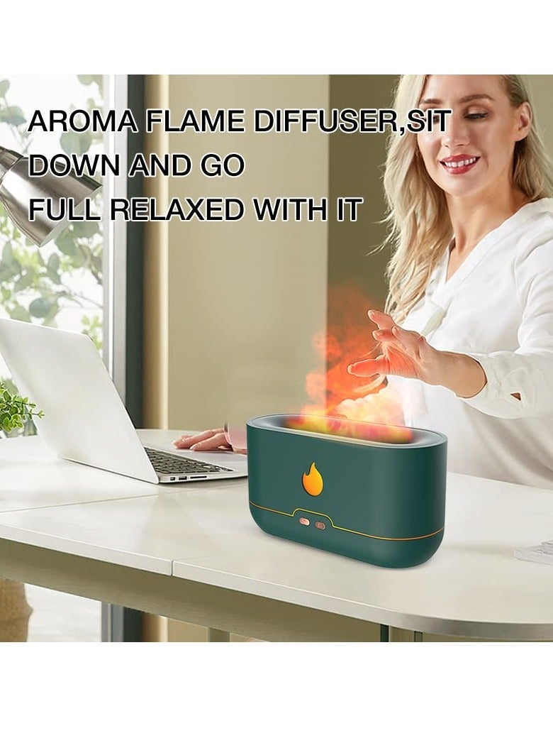Y&D SYOSI Essential Oil Diffusers, Air Humidifier with Flame Light 240ml Aromatherapy Diffuser 7 Color Changing Modes & Waterless Auto-Off Protection for Home, Bedroom, Office, Gym (Green) - Image 2