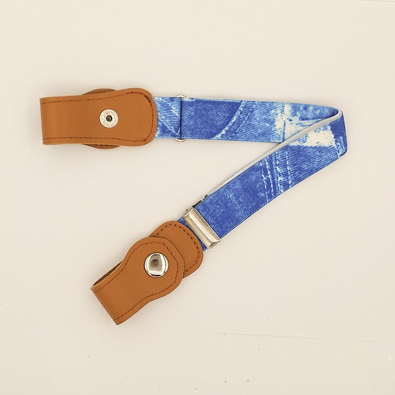 Kids Buckle-Free Elastic Waist Belt Blue 