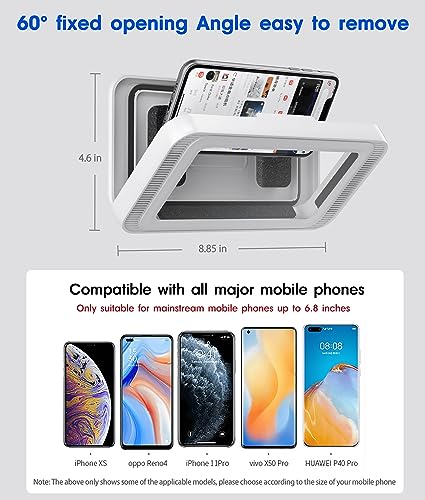 Mistriddle Waterproof Shower Phone Holder with 360° Rotation, Angle Adjustable, Enhanced Sound Quality, Wall Mounted Phone Holder for Bathroom Mirror Bathtub Kitchen, Up to 7 Inch (White) - Image 3