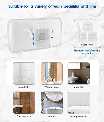 Mistriddle Waterproof Shower Phone Holder with 360° Rotation, Angle Adjustable, Enhanced Sound Quality, Wall Mounted Phone Holder for Bathroom Mirror Bathtub Kitchen, Up to 7 Inch (White) - Image 4