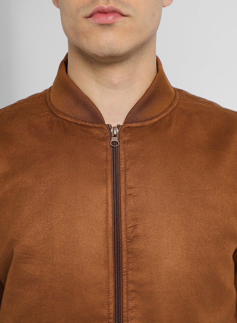 Dennis Lingo Men's Coffee 100% Polyester Solid Pattern Regular Fit Jacket  - Image 1