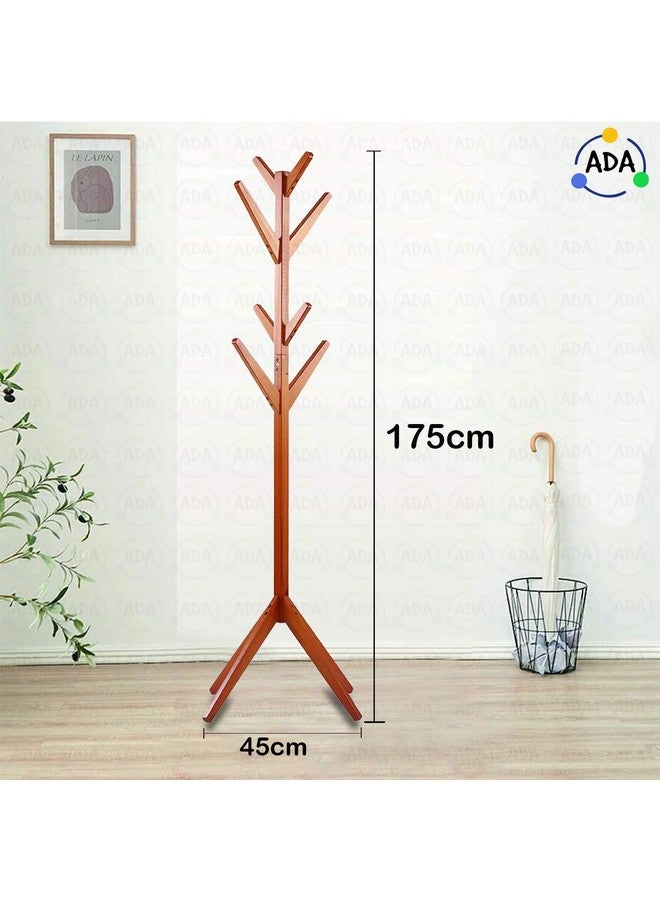 ADA® Premium Natural Bamboo Wood Free Standing Tree Shaped Display 8 Hooks Coat Hanger Stand with 4 Tiers and Solid Feet for Clothes Scarves and Hats - Multi Colour - Size (45 x 45 x 175 cm) - Image 4