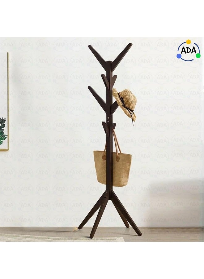 ADA® Premium Natural Bamboo Wood Free Standing Tree Shaped Display 8 Hooks Coat Hanger Stand with 4 Tiers and Solid Feet for Clothes Scarves and Hats - Multi Colour - Size (45 x 45 x 175 cm) - Image 2