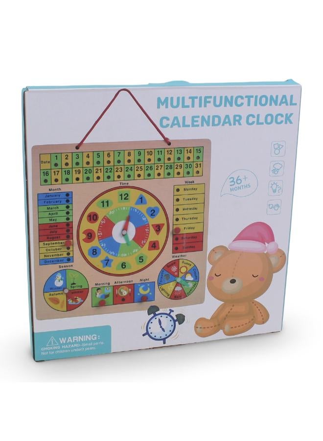 OKO Wooden Multifunctional Calendar Learning Clock for Kids - Image 1