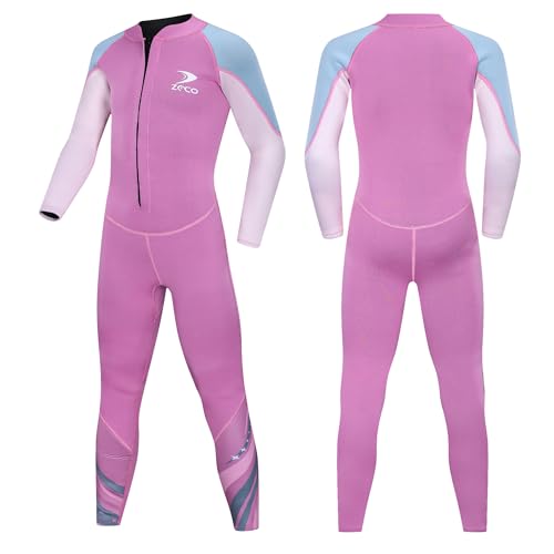 ZCCO Kids Wetsuit,2.5mm Neoprene Diving Suit for Teens,Full Body Swimsuit for Boys and Girls,Long Sleeve One Piece Wet Suit Perfect for Swimming, Surfing, and Water Sports (Pink, S) - Image 1