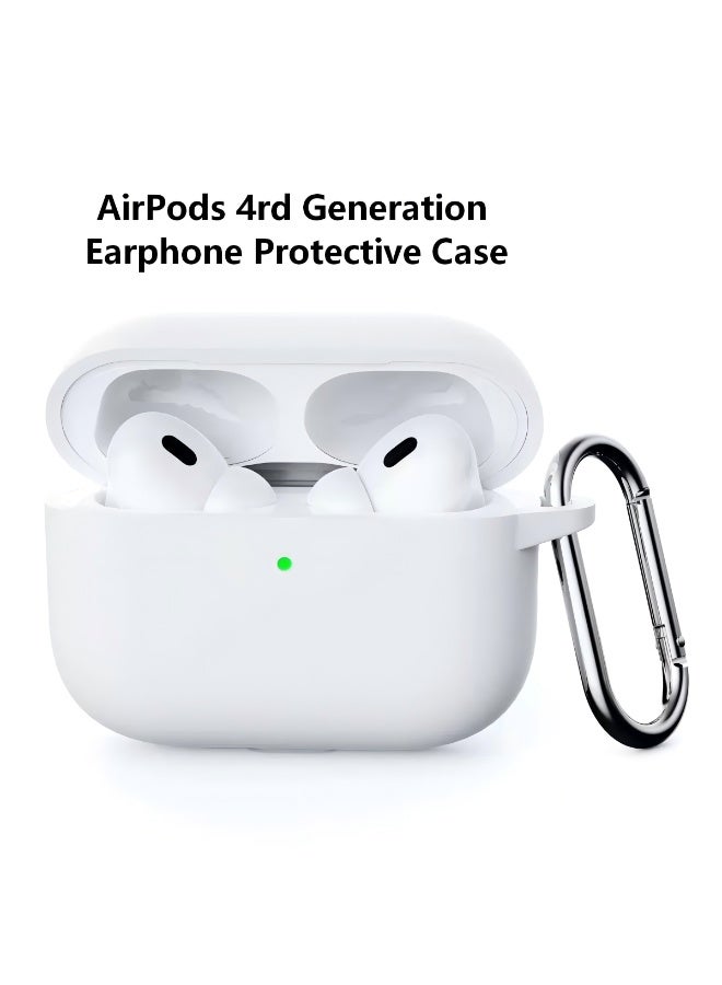 Soft silicone protective case for AirPods Pro 4 with key ring, white