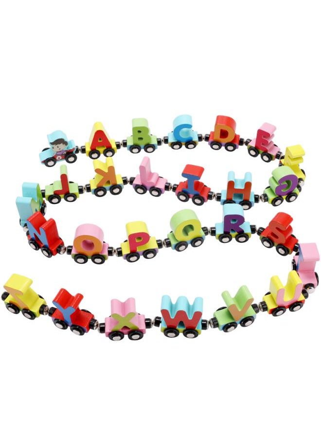 Generic - Children's Educational Toys Building Blocks Magnetic Digital Small Train Letters Wooden Magnetic Assembled -3 Years Old Toy Car - Image 1