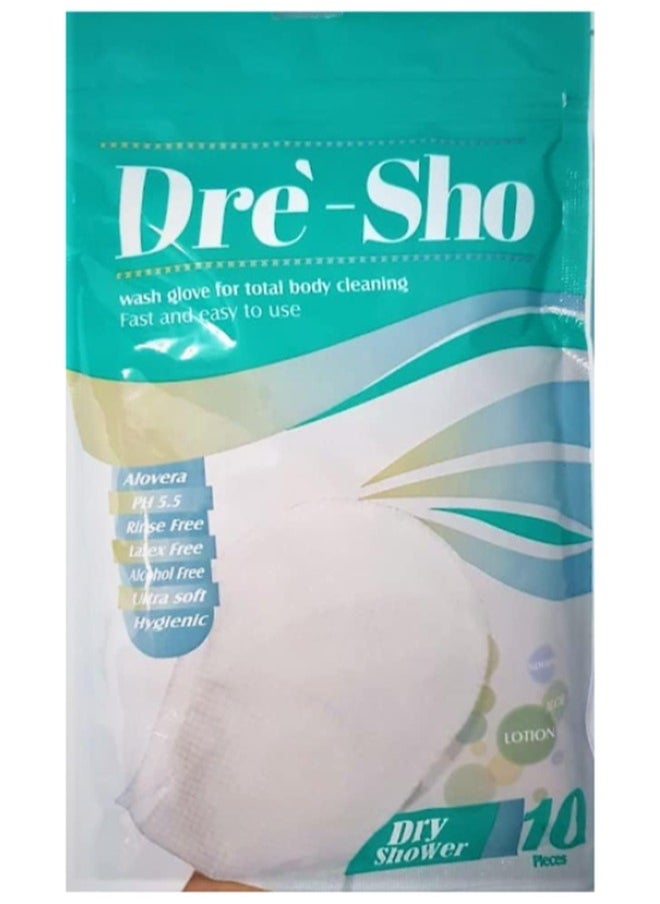 Dre'-Sho - Magic Wash Glove for Total Body Cleaning Without Water, Soap and Drying (10 Pieces) Fast and Easy to Use Dre'-Sho - Image 1