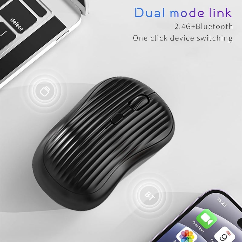 KASTWAVE Bluetooth Wireless Mouse, 2.4G Silent Mouse, Rechargeable DPI 800 1200 1600 Wireless Mouse, Portable Computer Mouse with USB Nano Receiver for Laptop, PC, Mac, Windows, Black - Image 2