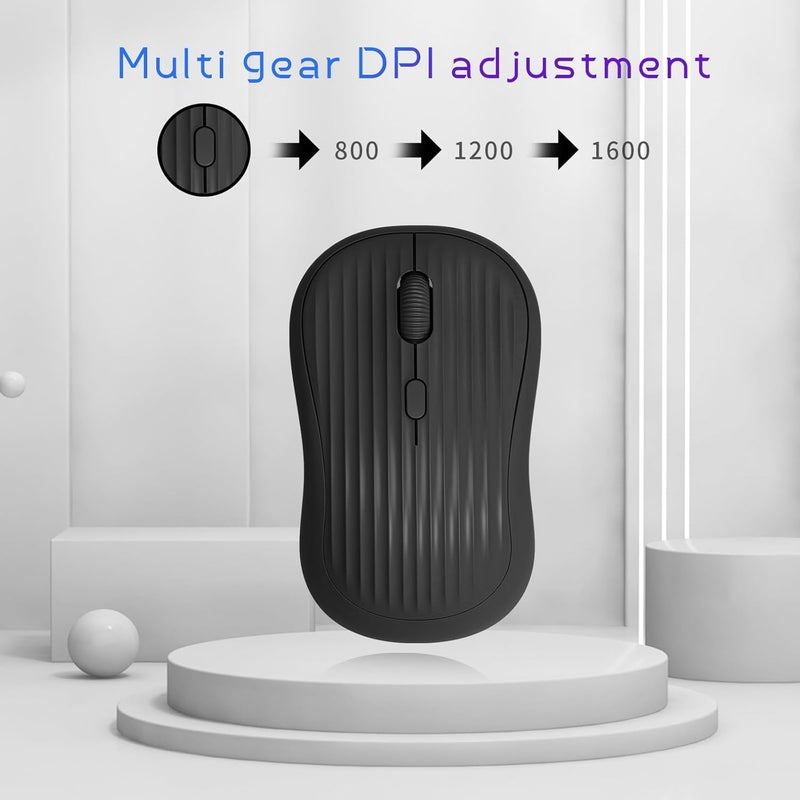 KASTWAVE Bluetooth Wireless Mouse, 2.4G Silent Mouse, Rechargeable DPI 800 1200 1600 Wireless Mouse, Portable Computer Mouse with USB Nano Receiver for Laptop, PC, Mac, Windows, Black - Image 4