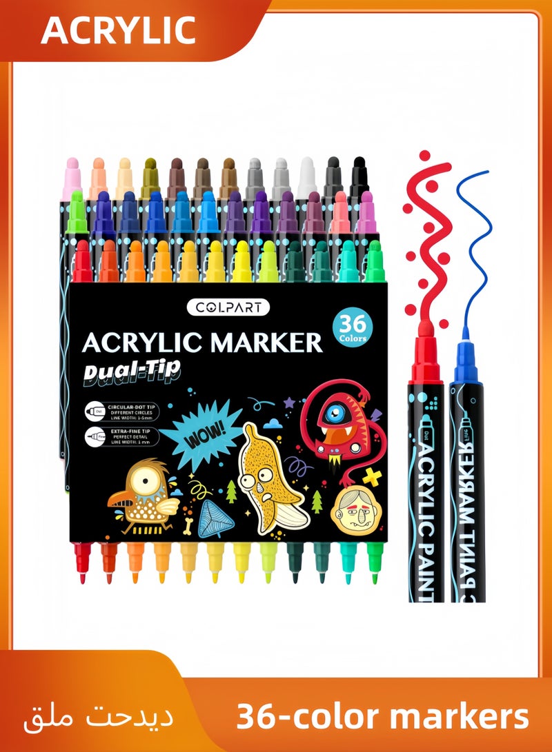 أكريليك يمكن استخدام 36 لونًا من العلامات ذات الرأسين كعلامات ويمكن رسمه - Image 1