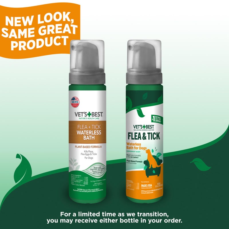 Vet's Best Natural Flea and Tick Waterless Bath for Dogs â€“ No-Rinse Dry Foam Shampoo with Certified Essential Oils â€“ Natural Flea Treatment with Plant-Based Ingredients â€“ 8 oz Bottle â€“ Made in USA - Image 2