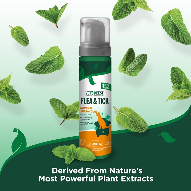 Vet's Best Natural Flea and Tick Waterless Bath for Dogs â€“ No-Rinse Dry Foam Shampoo with Certified Essential Oils â€“ Natural Flea Treatment with Plant-Based Ingredients â€“ 8 oz Bottle â€“ Made in USA - Image 5