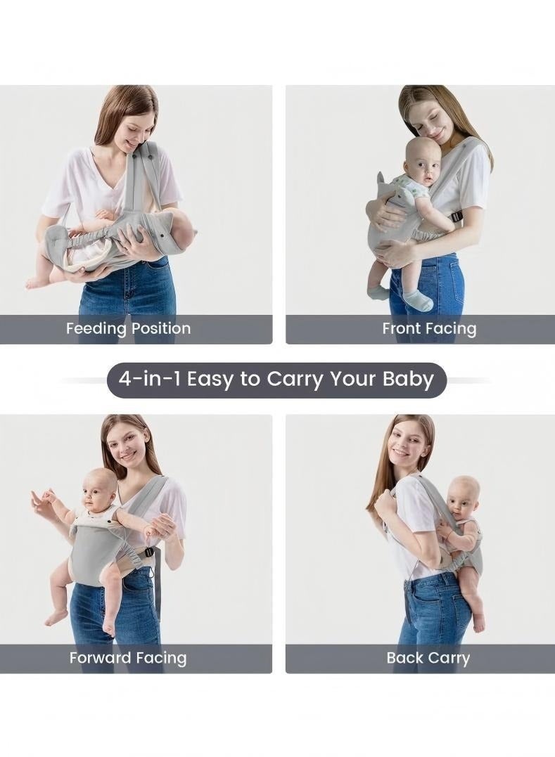 NOOA Baby Carrier Newborn to Toddler with Pocket, 4-in-1 Easy to Wear Ergonomic Adjustable Breathable Carrier Slings, Perfect for Baby Infants up to 15kg Toddlers, Grey - Image 4