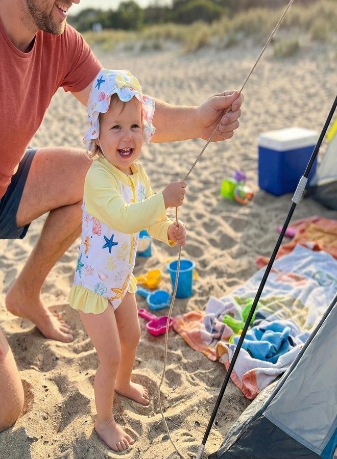 Giraropa Toddler Baby Swimsuit Girl Long Sleeve One Piece Rash Guard Zipper Hat Swimwear Bathing Suit UPF 50+ Sun Protection (Yellow Shell, 2-3 Years) - Image 4