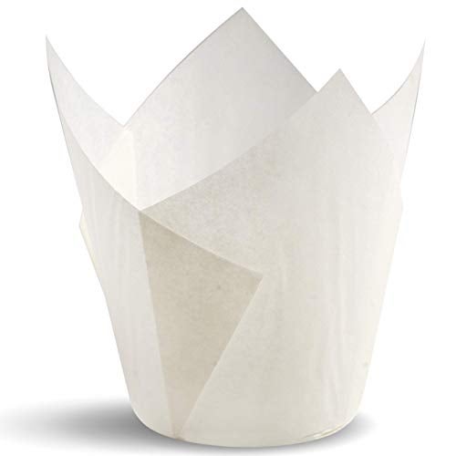Larok Goods Tulip Baking Cupcake Liners: 100 Liner Count Cupcake and Muffin Wrappers (Milk White) - Image 2