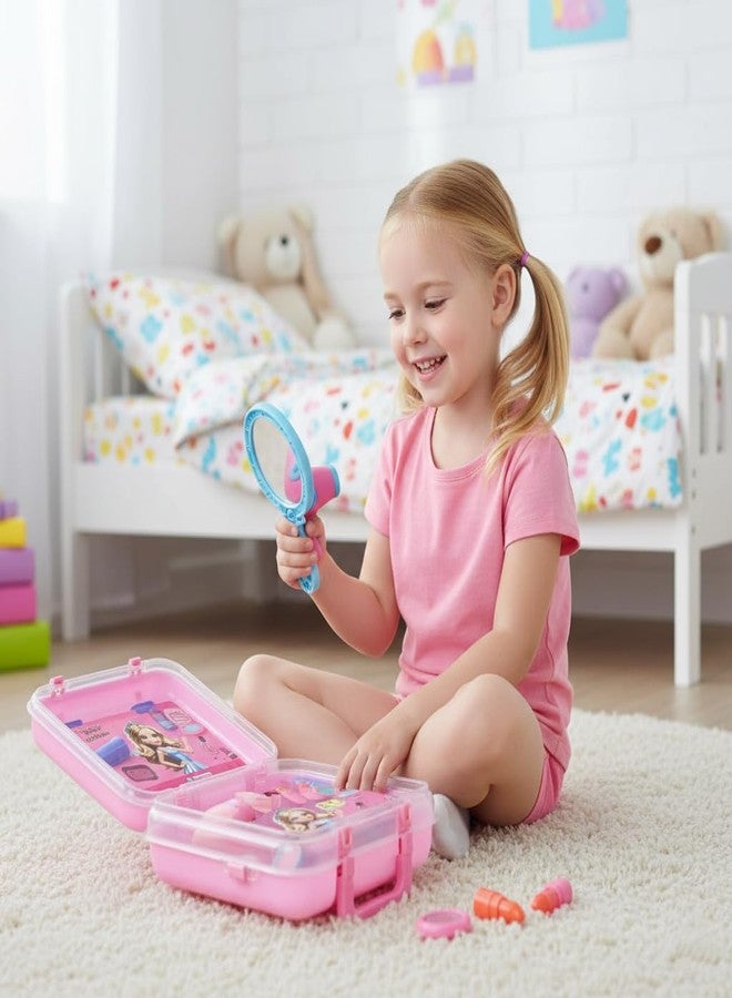 Toyfinity Kids Beauty Set Toy with 5 Accessories Girls Make up Toy Set Pink Beauty Makeup Beauty Set Toy for Girls Pretend Play Fun - Image 3