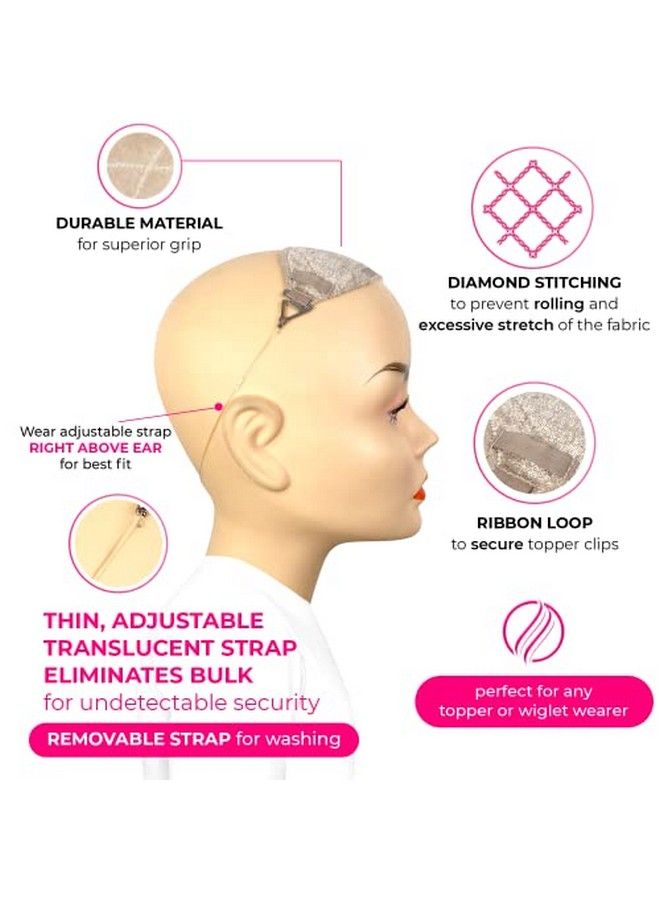 MILANO COLLECTION TopGrip NoSlip Comfort Band to Secure Small Toppers & Wiglets Eliminates Clips (PATENTED) Size Small Beige - Image 5