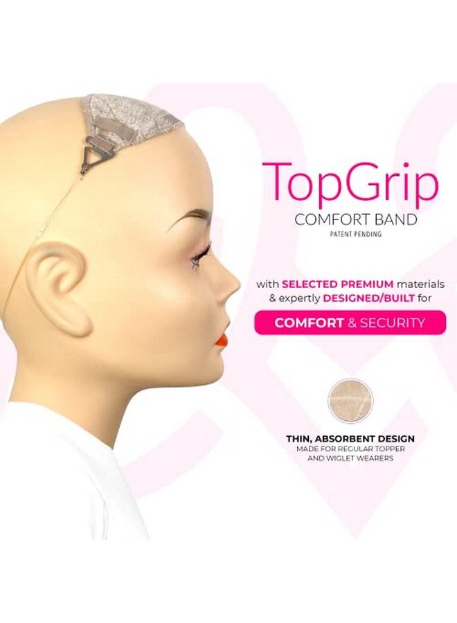 MILANO COLLECTION TopGrip NoSlip Comfort Band to Secure Small Toppers & Wiglets Eliminates Clips (PATENTED) Size Small Beige - Image 4