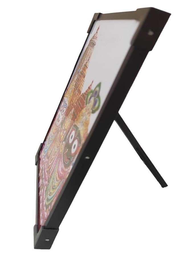 Vils إطار صور خشبي وبلاستيكي للتثبيت على الحائط/سطح الطاولة مع حامل خلفي (4 بوصة × 6 بوصة) - تجسيد إلهي مقدس للورد جاي جاغاناث بالرام وسوبادرا - Image 2